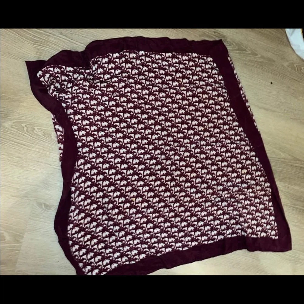 Dior Maroon and White Patterned Scarf